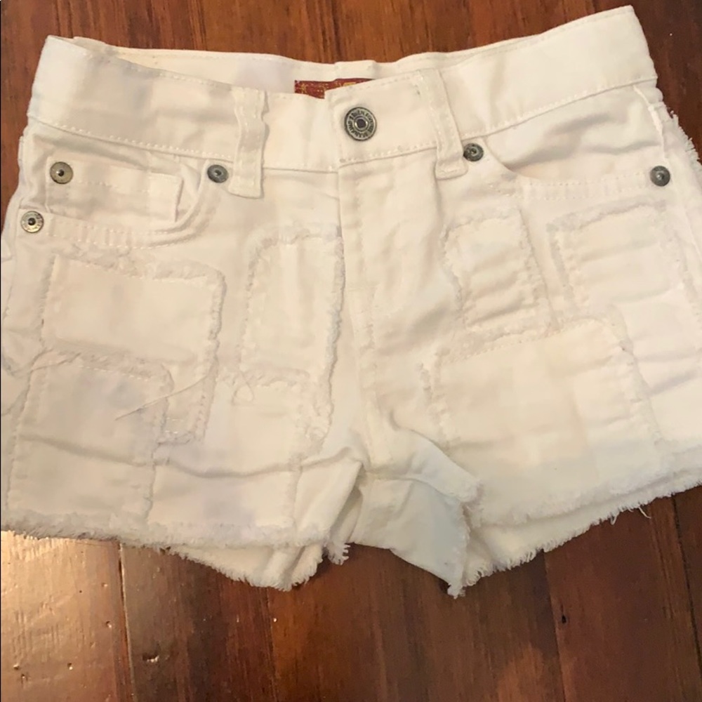 7 for All Mankind white denim shorts